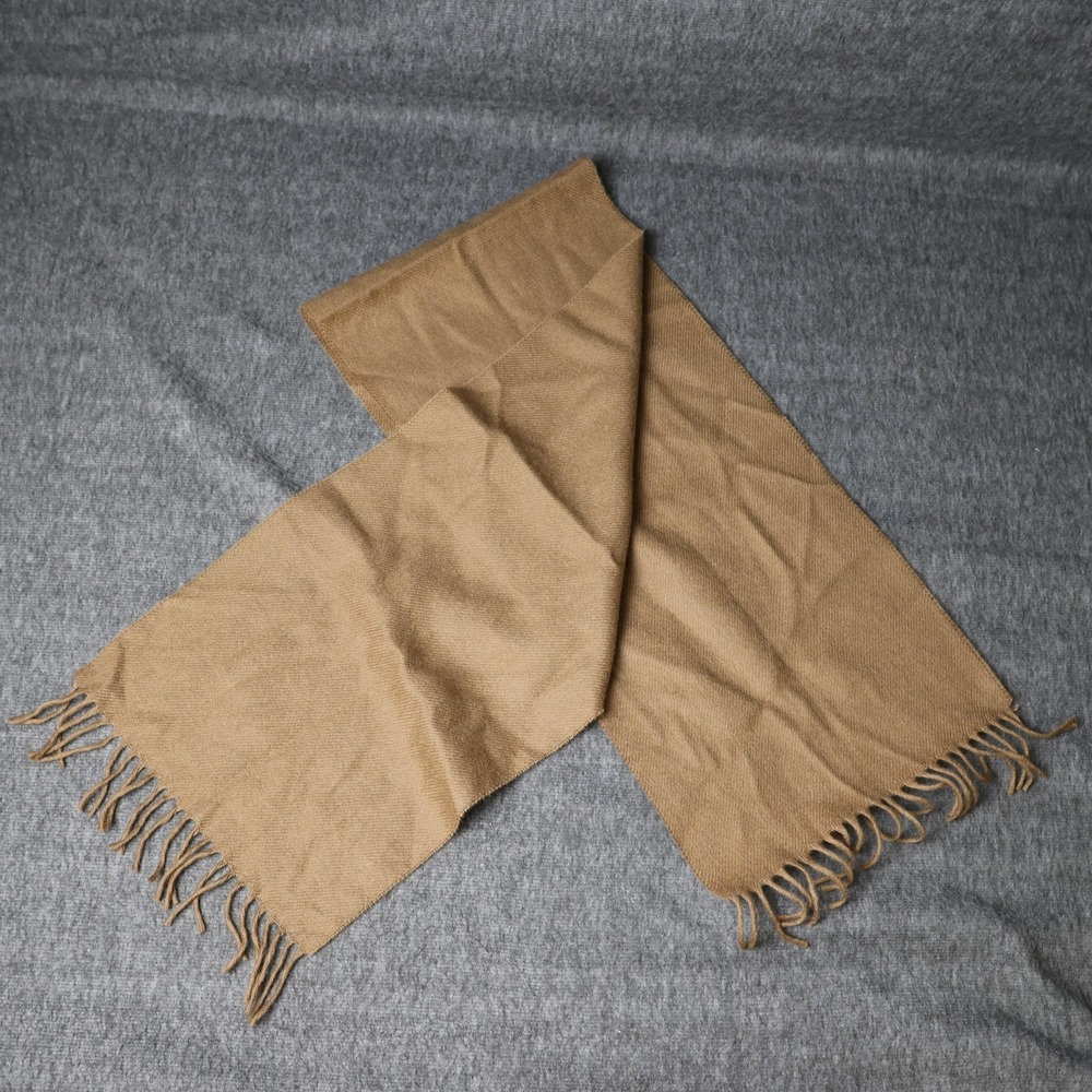 Geoffrey Beene Scarf Mens One Size Beige Wool Fringe Winter Neck Warmer 48X11 in